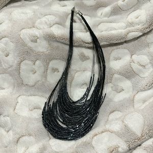 Lane Bryant Multi-Layered Beaded Necklace Navy Blue/Black